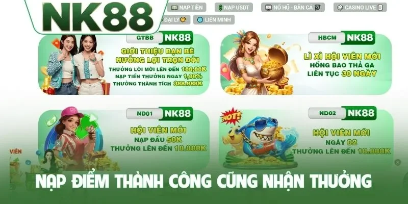 Nạp điểm thành công cũng nhận thưởng